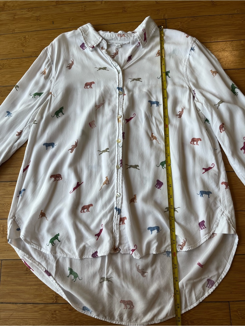 Jane and Delancey Multicolor Wildcat Print Lightweight Rayon Button-Down Shirt - Picture 5 of 7